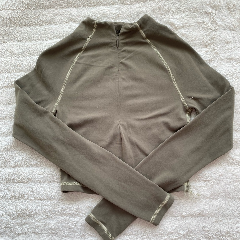 Army green TNA quarter zip tank top